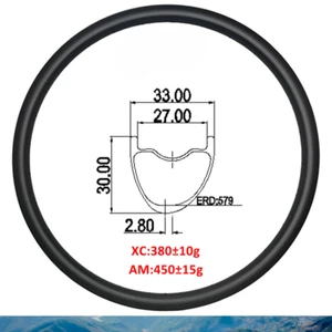 29 Inch 33X30mm MTB Bicycle Carbon Rim Tubeless Clincher 24 28 32 36 Hole - Picture 1 of 17
