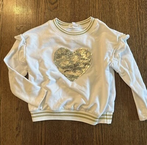 Truly Me by Sara Sara Sequin flip heart sweatshirt. ruffle sleeves size 6 - Picture 1 of 7