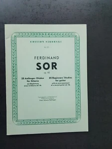 PARTITION - FERNANDO SOR - 25 etudes pour debutants op 60 pour guitare - Imagen 1 de 1