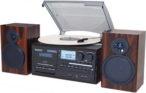 Boytone BT-28MB Stereo Bluetooth Turntable, Record Player, CD, Cassette, AM FM - Picture 1 of 8