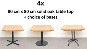 4x NEW restaurant bistro square solid oak table with cast iron base 80 x 80 cm - Picture 1 of 14
