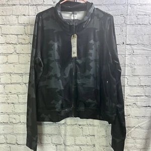 PRANA Layna Black Camouflage Full Zip Relaxed Fit Jacket Womens Size XL New - Picture 1 of 11