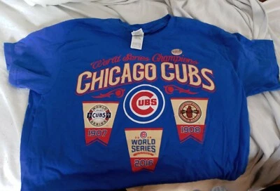 NEW Chicago Cubs World Series Champions T Shirt Size Small Gildan Heavy Cotton - Image 1 of 3