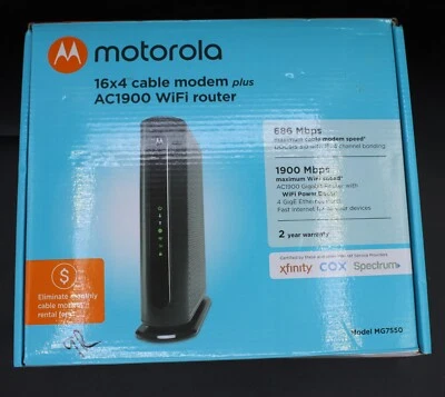 Motorola MG7550 16x4 Cable Modem Plus AC1900 WiFi Router - Image 1 of 3