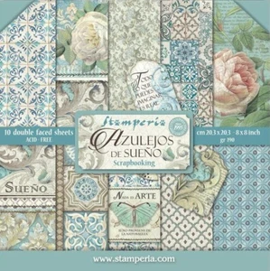 Stamperia AZULEJOS DE SUENO - 8" X 8" Papel Doble Cara - 10 HOJAS - Imagen 1 de 11