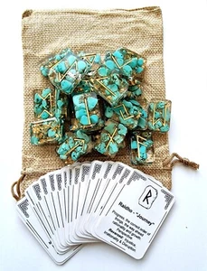 Jeu de cartes runes et runes Elder Futhark Runes fait main résine et cristal turquoise - Photo 1 sur 8