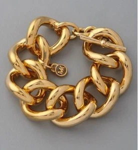 Michael Kors MK Logo Removable Charm Link Chain Statement Bracelet GOLD/SILVER - Picture 1 of 16