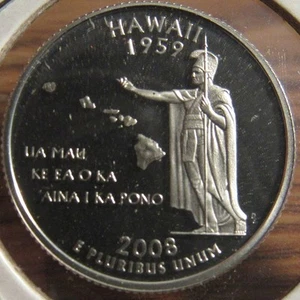 Cuarto de plata 90 % a prueba del estado de Hawai 2008-S - alta - Imagen 1 de 2