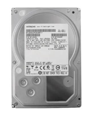 Hitachi Ultrastar DK7SAA200 HUA722020ALA330 2TB SATA HDD Hard Drive 0F10452 - Image 1 of 2