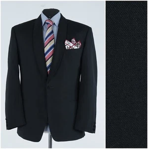 Mens Black Tuxedo Jacket 42R UK Size Wool Sport Coat Blazer - Picture 1 of 12