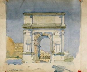 Arch of Titus Rome Art Print – Charles Rennie Mackintosh 1891 Watercolor Sketch - Picture 1 of 2