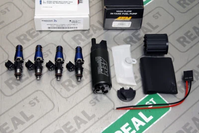 Injector Dynamics ID1050x AEM 340 Fuel Pump D16 B16 B18 H22 Civic EK Honda 11mm - Image 1 of 4