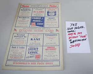 1949 Detroit Tigers vs Washington Nationals Baseball Scorecard Program Scored - Picture 1 of 5