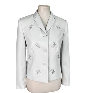 John Meyer Polyester Blazer Size 8P Stone Beige Embroidered Beaded Lined 1PC - Picture 1 of 7