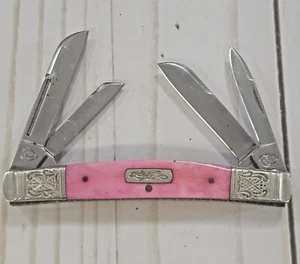 COLT Pink Lady STOCKMAN 4 Blade Pocket Knife Smooth Bone Handles Folding - Picture 1 of 6