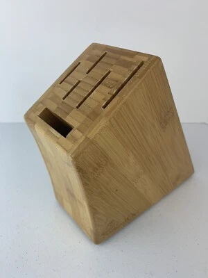 Pampered Chef Knife Block 6 Slot Storage Bamboo Wood Brown #0611 w/ Feet - Image 1 of 4