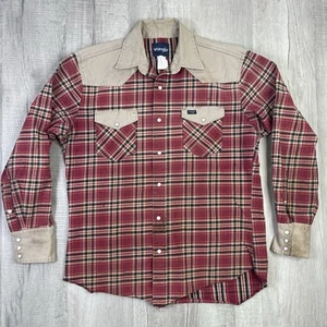 Vintage Wrangler Brushpopper Pearl Snap Western Hemd Herren Large rot kariert Cowboy T - Bild 1 von 11