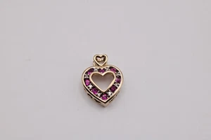 9ct ruby and diamond heart pendant - Picture 1 of 4