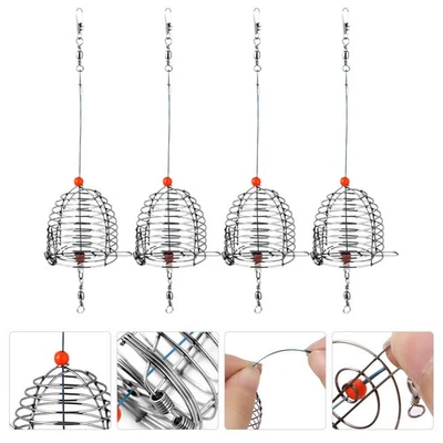  4 Pcs Bait Holder Carp Fishing Feeder Baits Cage Stainless Steel - image 1 of 4