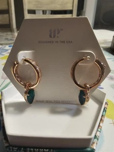Bomb Party ER 97524 Luxe Lime Light Emerald On Rose Gold Plating Earrings - Picture 1 of 2