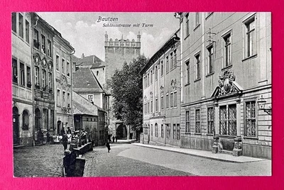 AK BAUTZEN um 1907 Blick in die Schlossstrasse mit Turm    ( 166150 - Bild 1 von 2