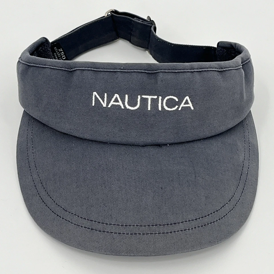 De colección Años 90 Y2K Nautica Visera Sombrero - Correa Trasera Desteñida Azul Marino Exterior Gorra para el Sol En muy buen estado Foto 1 de 4
