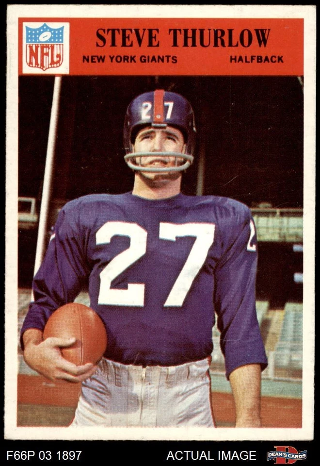 1966 Philadelphia #129 Steve Thurlow Giants-FB Stanford 6.5 - EX/MT+ - Image 1 of 1