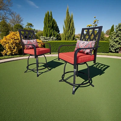 TAUS Outdoor Swivel Bar Stools Set of 2, Metal Outdoor Swivel Bar Chairs, Black - Image 1 of 4