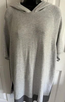 Lululemon Opened Up Poncho Hoodie Sweater Two Tone Gray M/L Pullover W9CZLS - Image 1 of 4