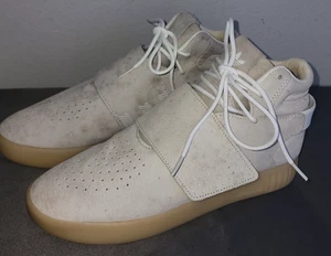 Adidas Tubular Invader Men's 9.5 B39362 Leather Khaki EUC - Picture 1 of 8