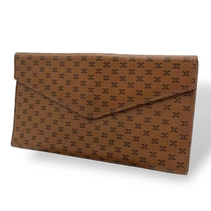 Cartera Larga Celine Cuero Triunfo Marrón Auténtica - Imagen 1 de 13