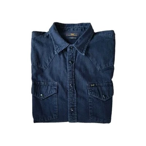 Lee Mens Black Western Denim Slim Fit long sleeve Shirt - size large - Picture 1 of 10