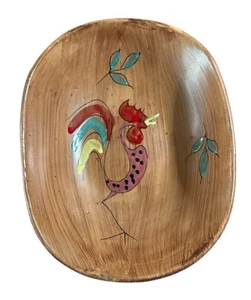 Santony Italian Ceramic Hand Painted Rooster Faux Wood Bowl Trinket Dish READ - Picture 1 of 10