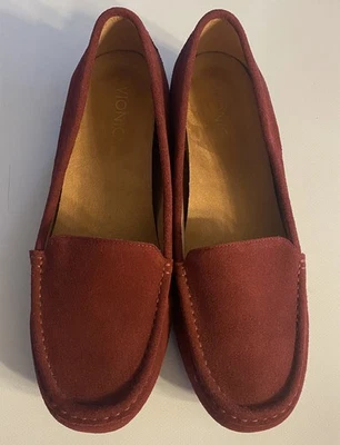 Mocasines de gamuza Vionic borgoña talla 12 W mocasín ortopédico cómodo sin cordones Foto 1 de 4