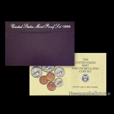 1990 P+D+S Mint Proof Set ~ Kennedy Washington Roosevelt Jefferson Lincoln  - Image 1 of 3