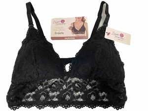 Secret Treasures Women's Maternity Bra Nursing Bralette Lace Black Size XL New - Picture 1 of 11
