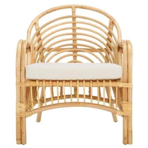 Safavieh Aragorn Rattan Accent Chair with Cotton Cushion in White / Natural - Picture 1 of 12