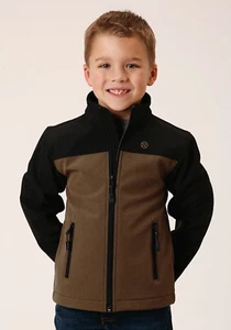 Roper Boys Hi-Tech Brown/Black Polyester Softshell Jacket - Picture 1 of 4