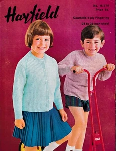 Hayfield H/379 Original Children's Knitting Pattern Pullover & Cardigan - Picture 1 of 1