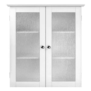 Teamson Home Bath Wall Cabinet 25"Hx22.25"W 2Glass Door White Adjustable Shelves - Picture 1 of 9