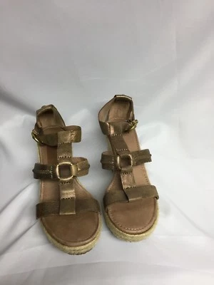 Fossil Selena Wedge Heel Sandal 7.5 M Antique Gold New with Box - Image 1 of 3