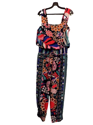 Mono eShakti Wayward Fancies AUDAZ Paisley Floral Azul Marino Naranja Rosa Talla M Foto 1 de 4