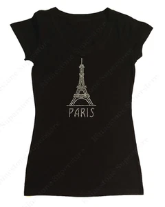 Women's Rhinestone T-Shirt " Paris Eiffel Tower " S, M, L, 1X, 2X, 3X - Picture 1 of 8