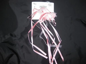 Tween girls 2pk ribbon bow hair clips pink nip kawaii 80s ballet - Picture 1 of 1