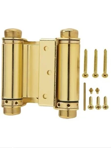 3x - Everbilt 683221 DOUBLE ACTION 3" SPRING HINGE, BRASS FINISH 683 221 - Picture 1 of 4
