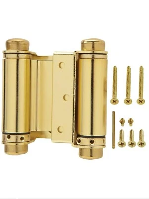 3x - Everbilt 683221 DOUBLE ACTION 3" SPRING HINGE, BRASS FINISH 683 221 - Image 1 of 4