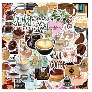 50pcs COFFEE, coffee lovers stickers, FREE Shipping* - Picture 1 of 12