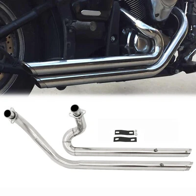 Shortshots Staggered Exhaust Pipes For Kawasaki Vulcan 900 S VN900 Custom EN900 - Image 1 of 4