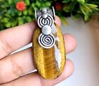 Yellow Tiger's Eye Silver Overlay Pendant, Designer Jewelry 1.5 Inch A195