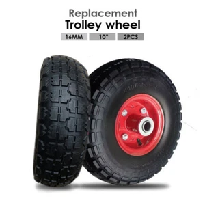 2 x 10" Hand Trolley Wheel puncture proof 3.50-4 Tube Heavy Duty 16mm - Picture 1 of 11